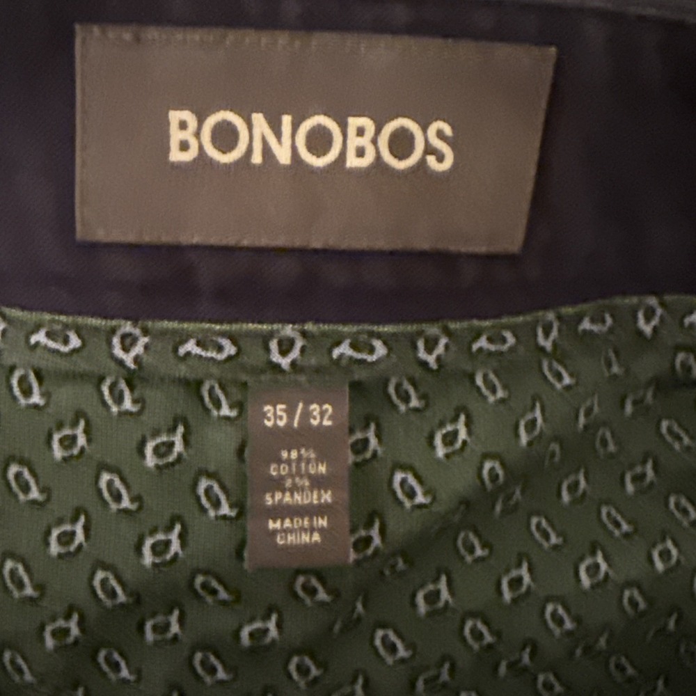 BONOBOS Chino Pants Men's Navy 35x32 (36x32) Straight Leg Stretch Preppy EUC - Picture 7 of 9